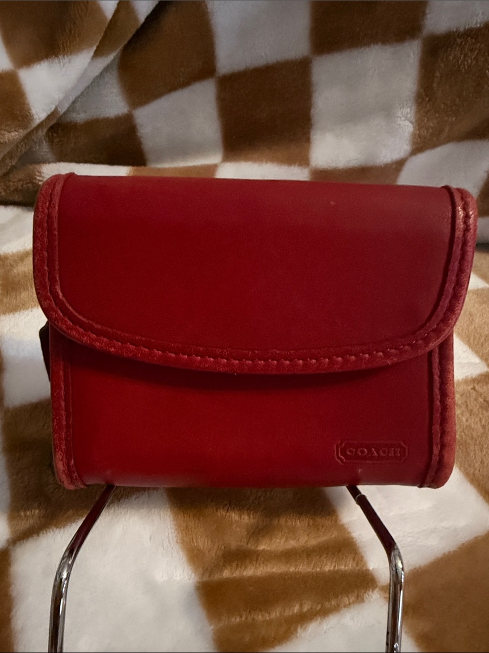 Vintage Coach Red Leather Multifunction Keychain Wallet Rare 1990s preloved